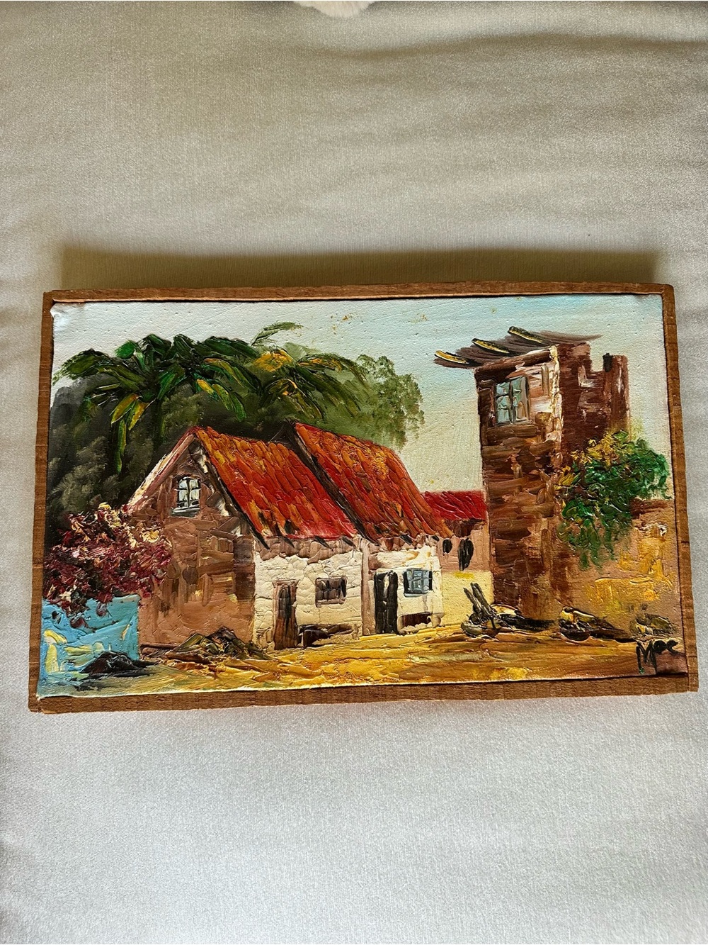 Cottage Core Painting with Wood Frame